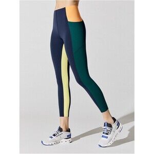 Sweaty Betty Power Block High-Waisted Leggings Size 2 Color Block Navy Blue Oran
